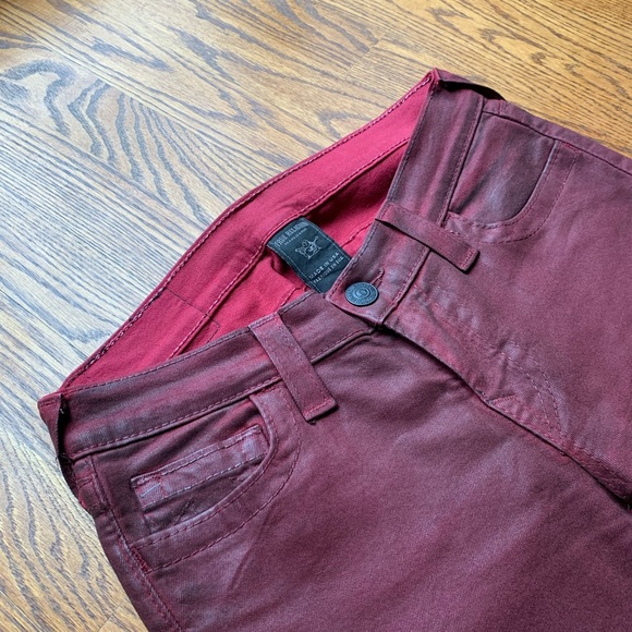 True Religion Skinny Coated Jeans, Dark Red, Size 27 - Picture 3 of 11